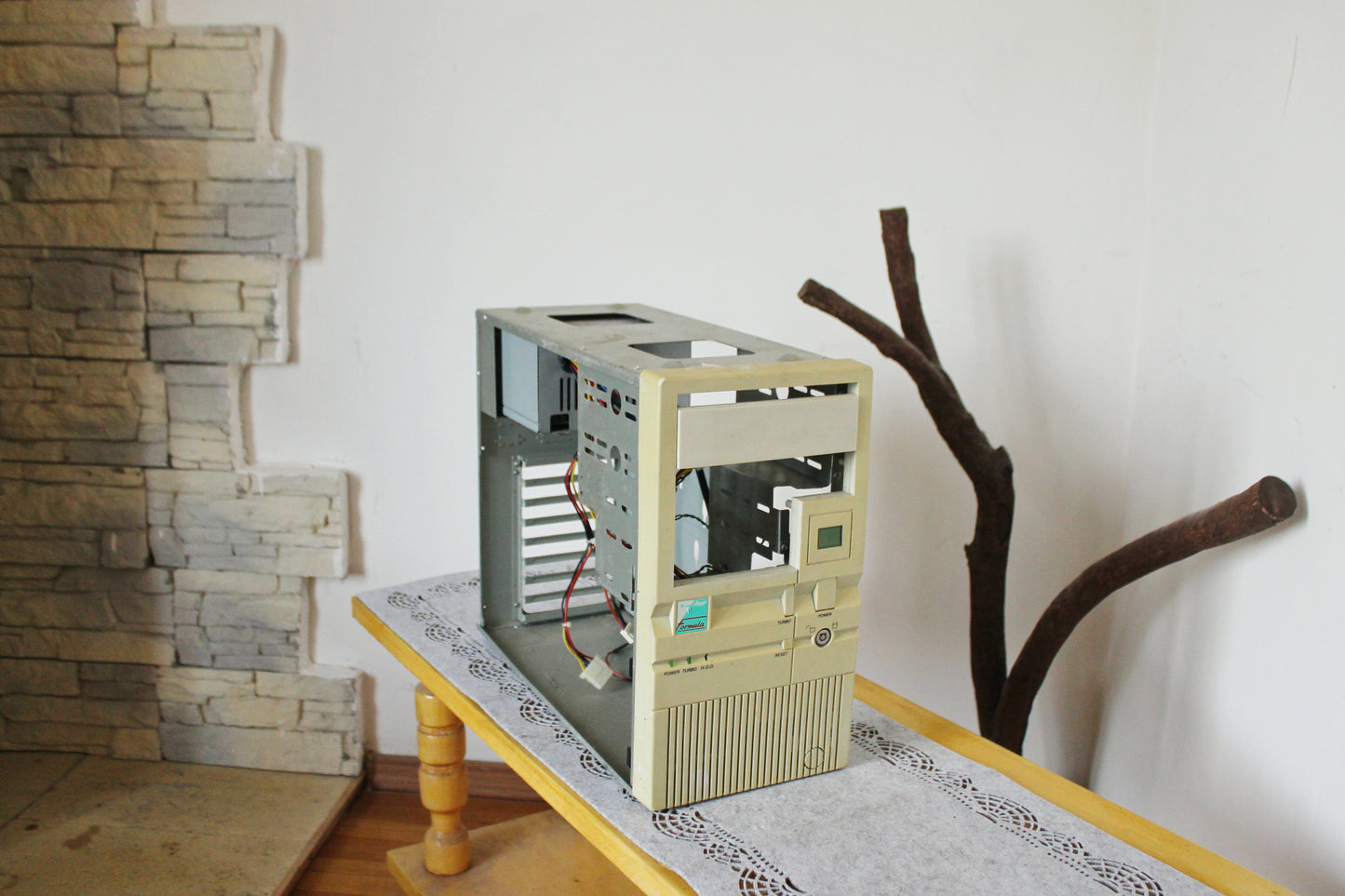 Vintage 90s AT Desktop Computer Case | Retro Beige PC Tower with Turbo Button & LED Display | Collector’s Industrial Tech Decor