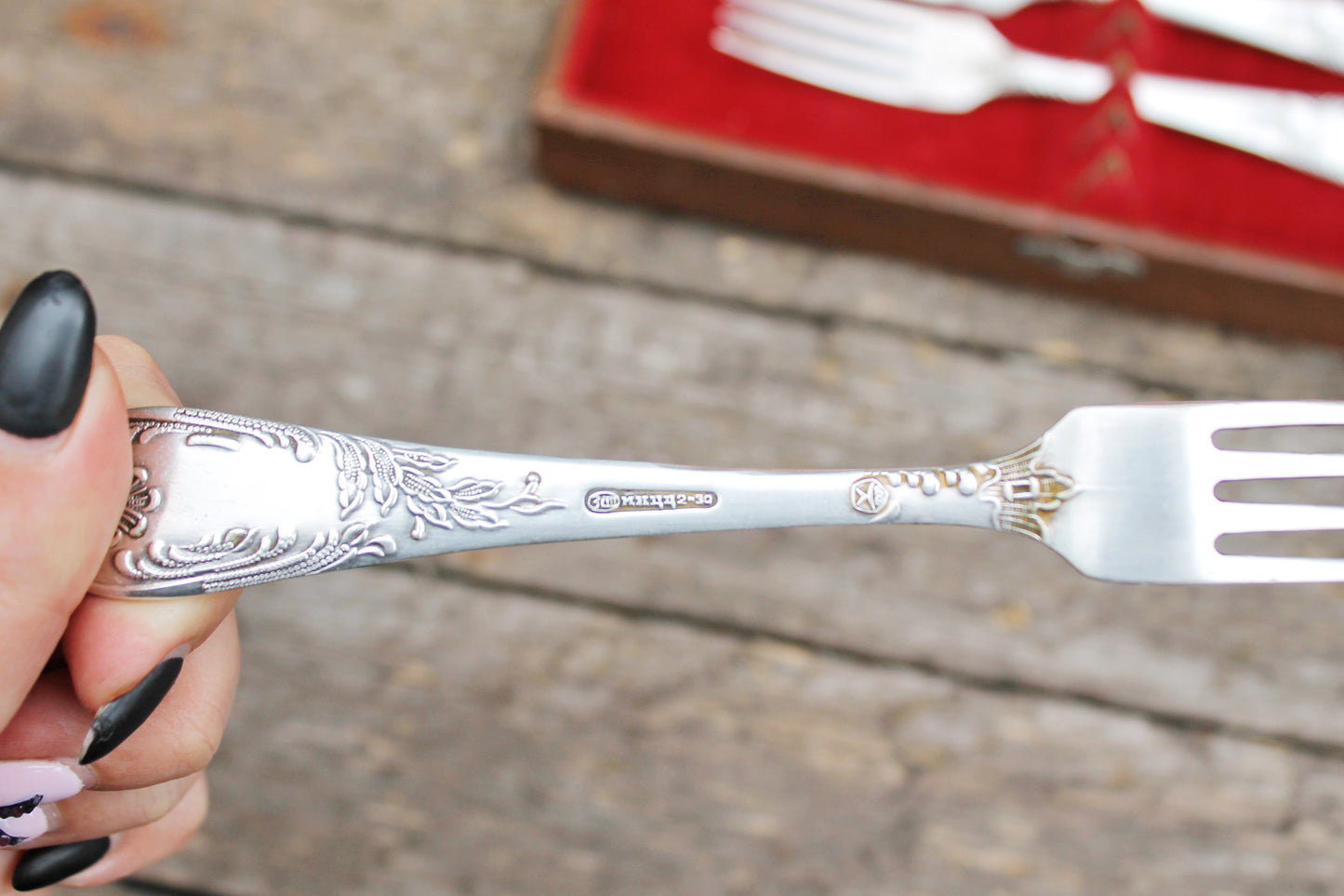 Set of 6 vintage silverplated forks in original box - vintage silverware - vintage kitchen - USSR forks - 1970ss