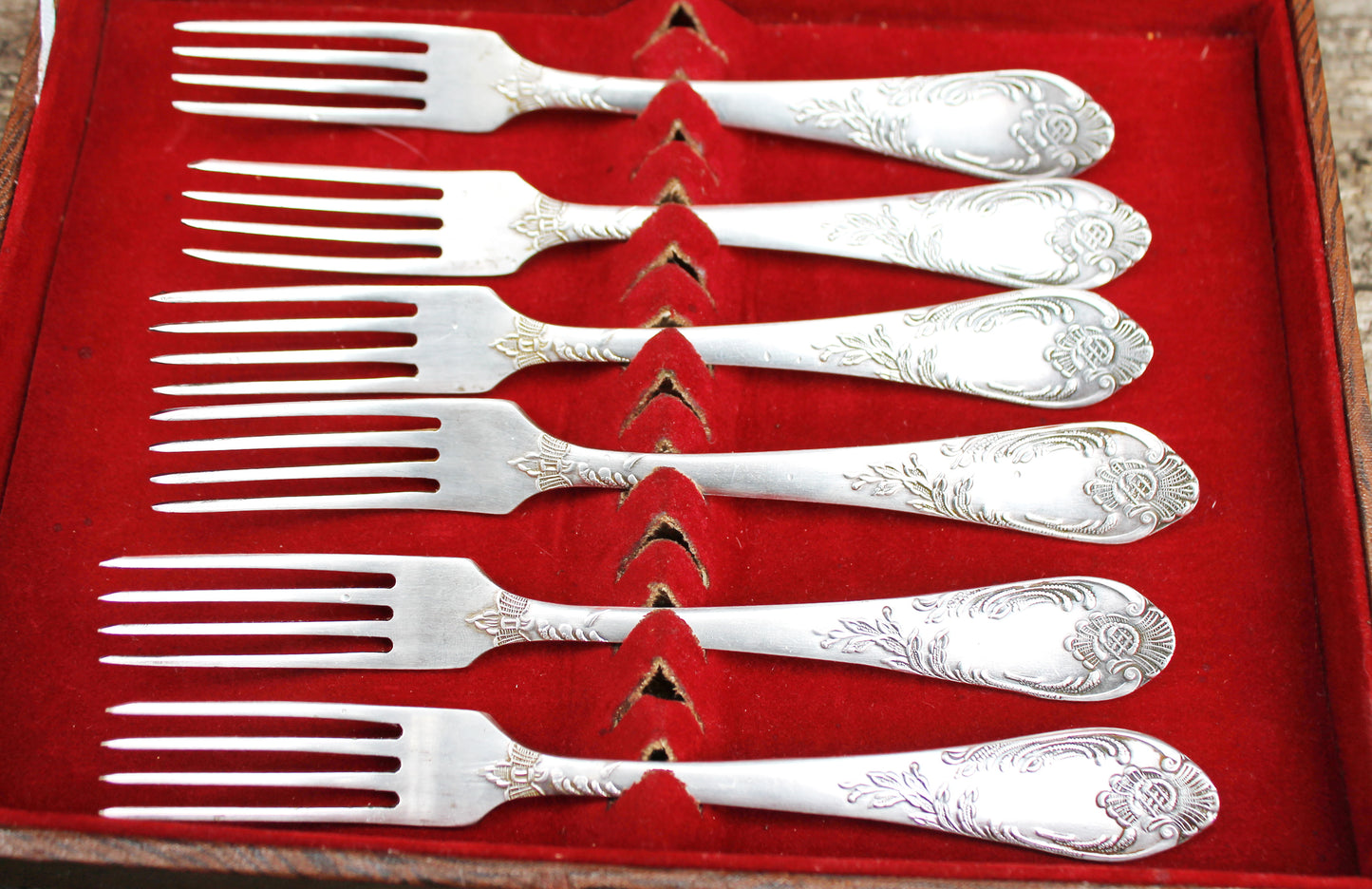 Set of 6 vintage silverplated forks in original box - vintage silverware - vintage kitchen - USSR forks - 1970ss