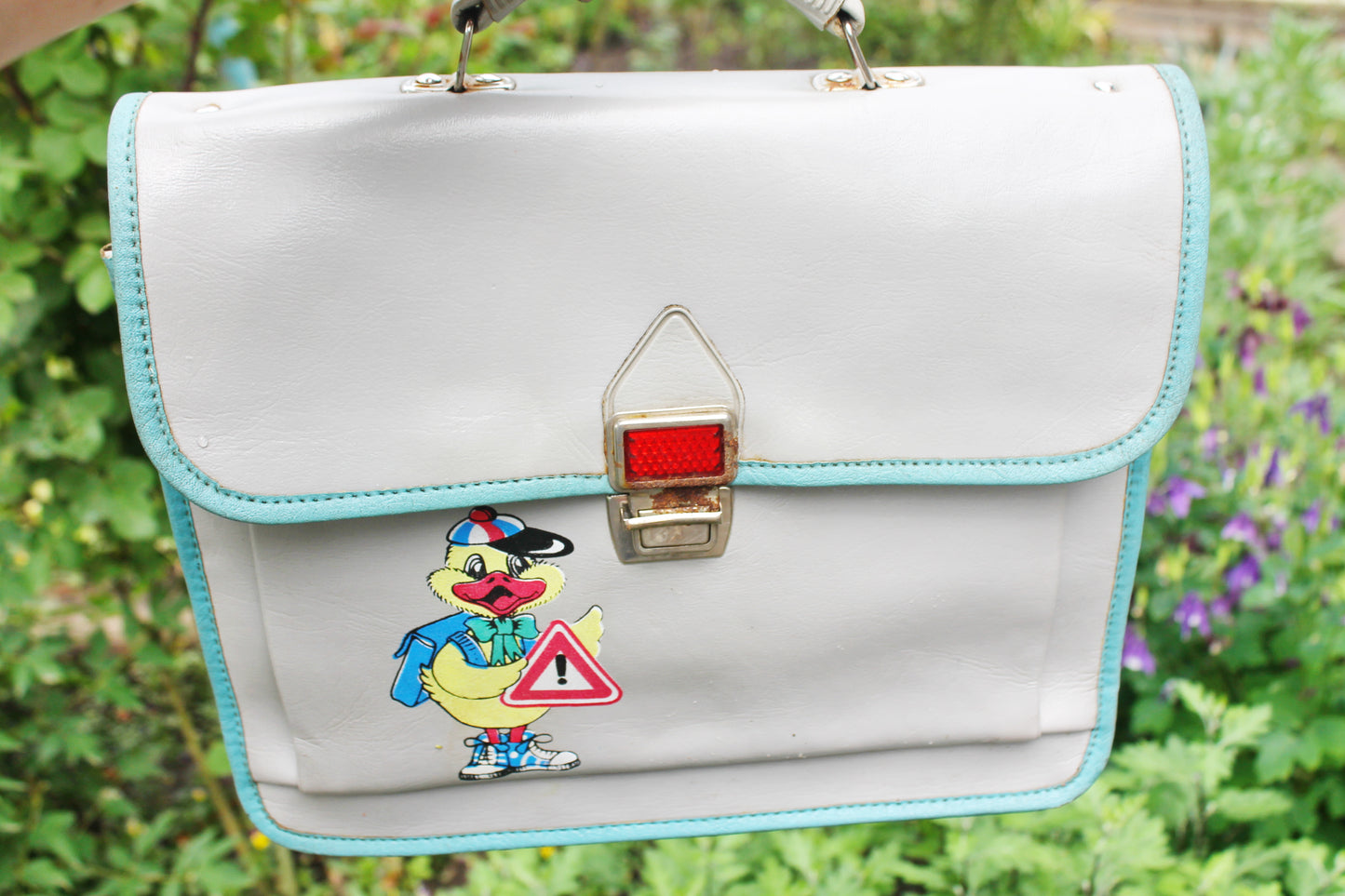 Vintage school bag with cartoon duck - Soviet rare bag - USSR Grey School Bag - Book Bag - Soviet School. Made in USSR in 1970s