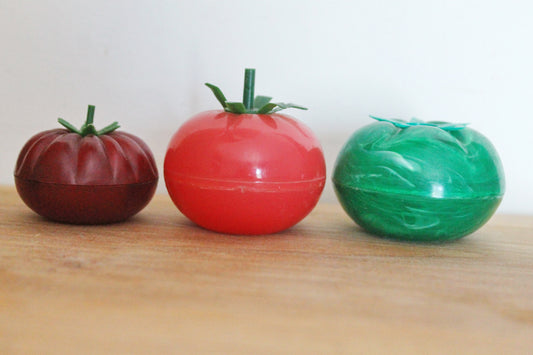Vegetable Salt & Pepper Shakers - set of 3 - Cute Soviet Vintage Tomato Picnic Travel Set - Ukrainain USSR Kitchen