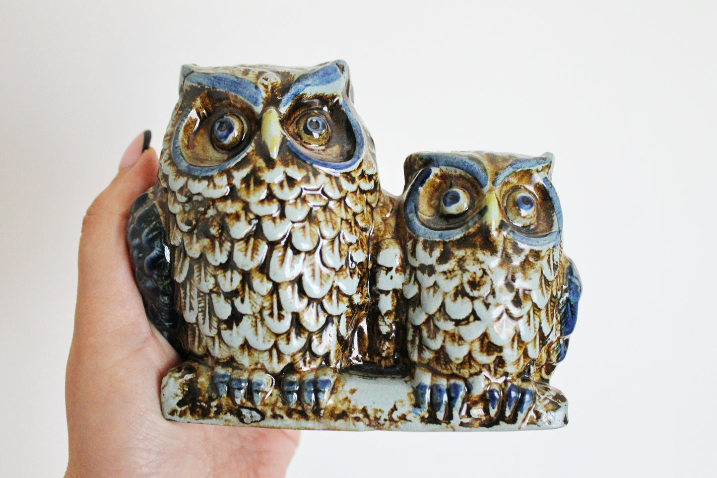 Vintage porcelain Owls couple 5x4 inches - Germany vintage - Home decor - 1980s