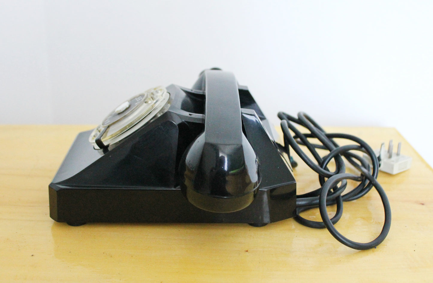 Vintage rotary black telephone made in Poland - circle dial rotary phone - vintage phone - Old Dial Desk Phone