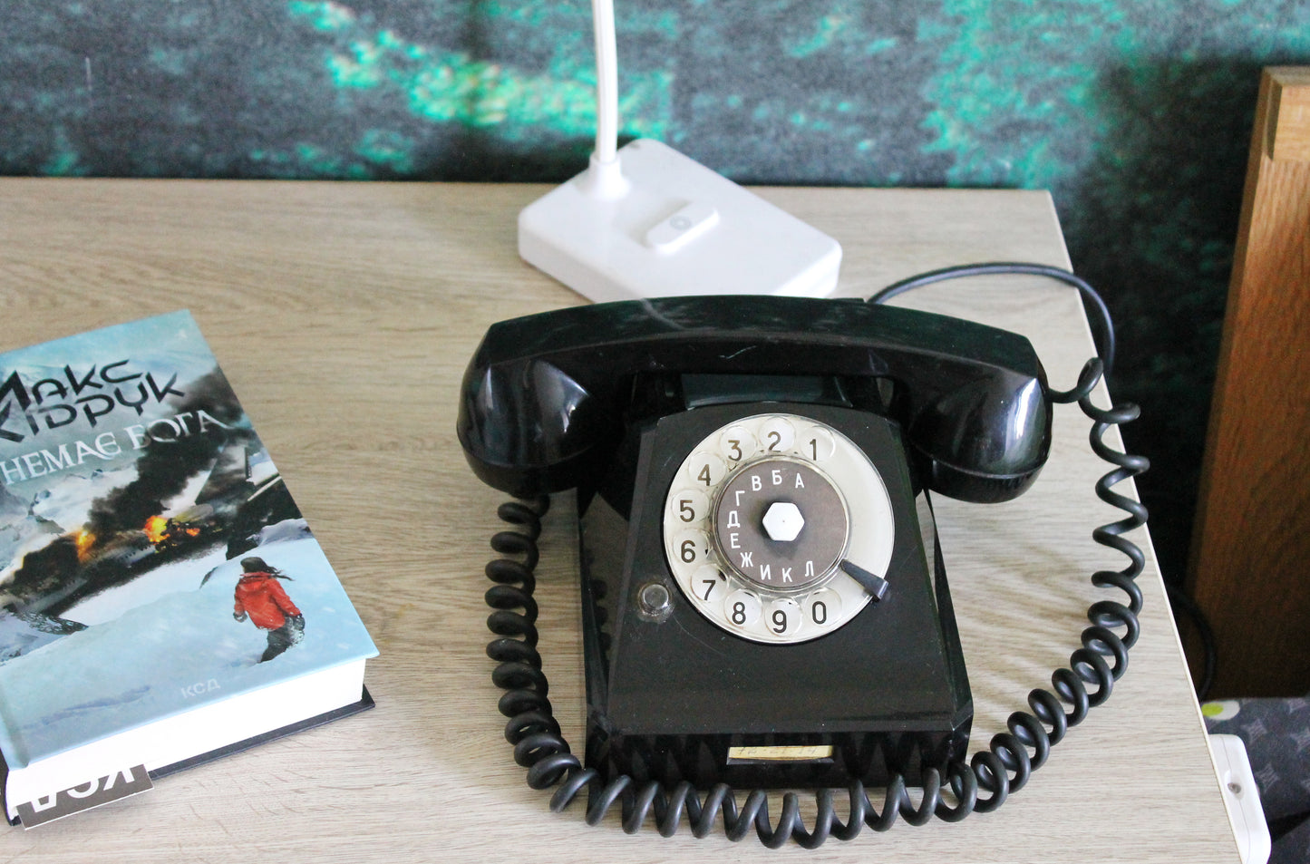 Vintage rotary black telephone made in Poland - circle dial rotary phone - vintage phone - Old Dial Desk Phone