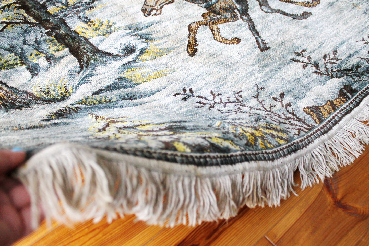 Vintage USSR big wool/cotton tapestry/carpet "Wolves" - 96 inches - Bedspread, wool cover, old carpet, rug - Wall Hanging Rug