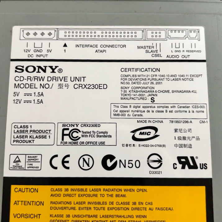 Vintage Sony CD-R/RW Drive CRX230ED | Internal jde atapi cd Rewriter | Early 2000s Computer Hardware | Collectible Tech Gear | Untested