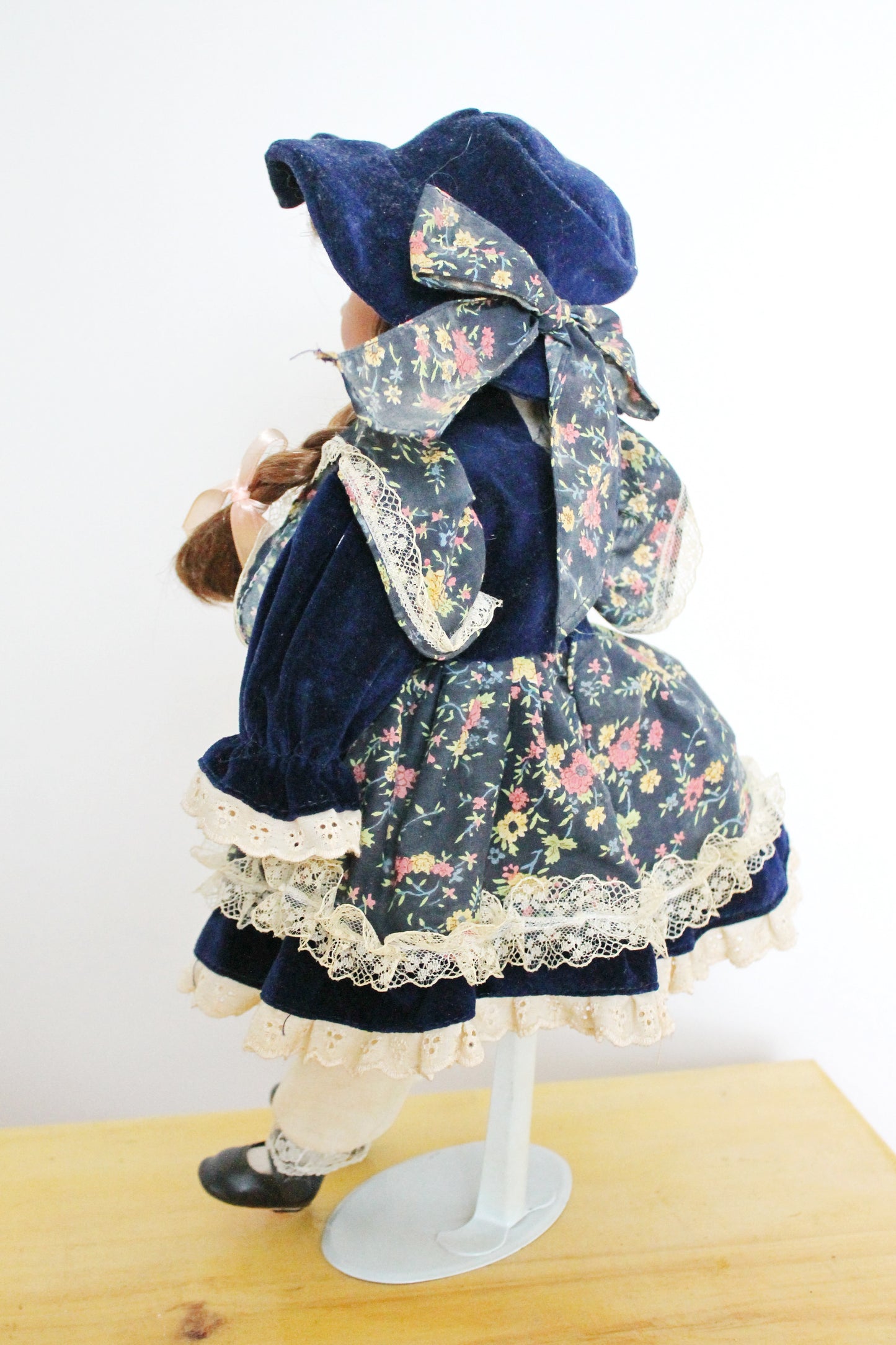 Vintage porcelain Germany cute doll on a stand - 16.5 inches - Collectible doll - 1970-1980s