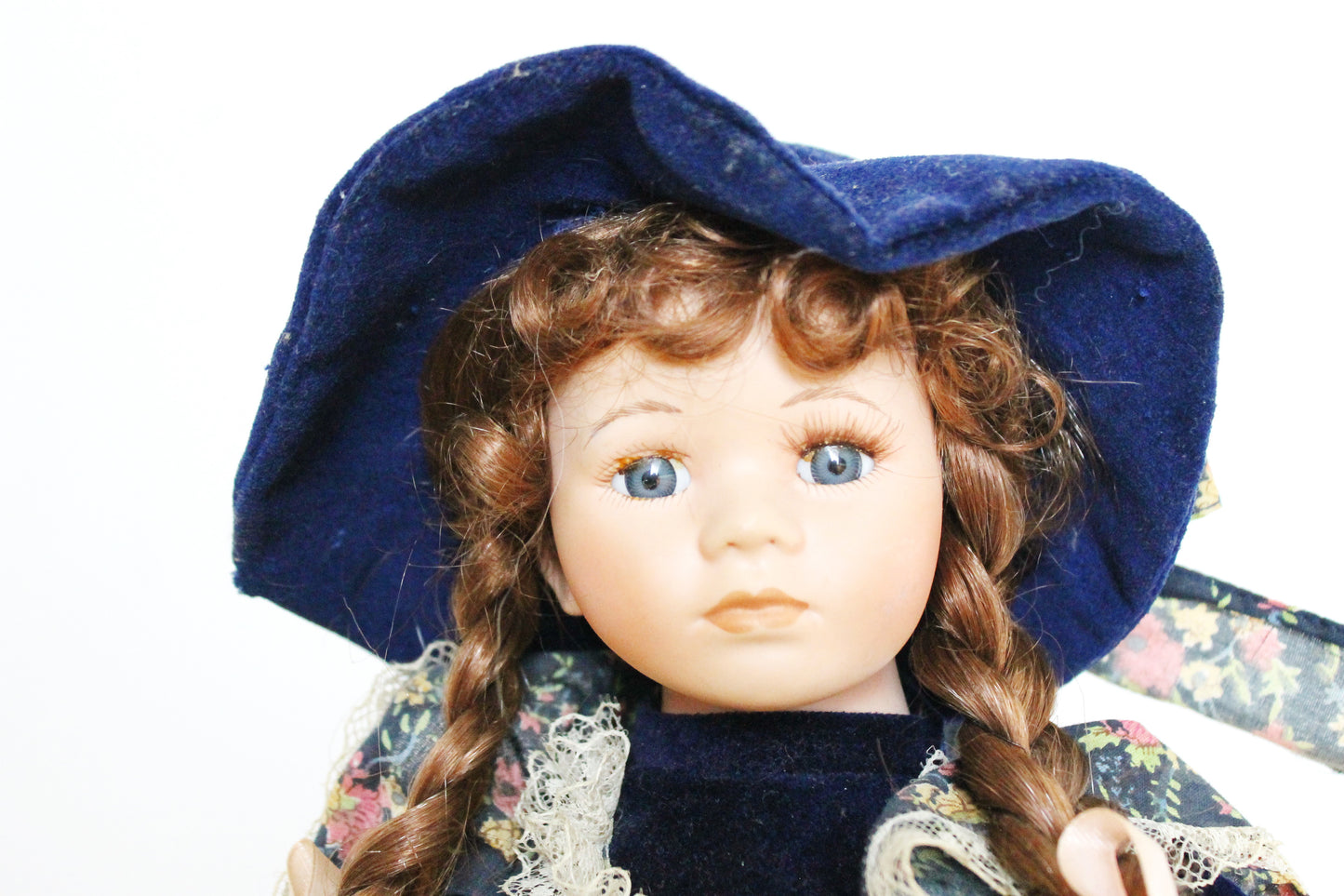 Vintage porcelain Germany cute doll on a stand - 16.5 inches - Collectible doll - 1970-1980s