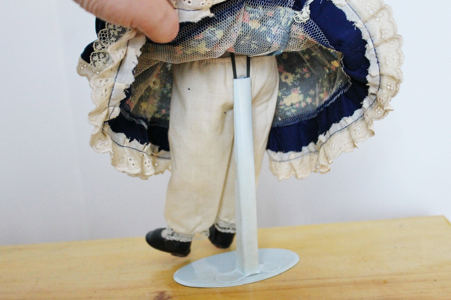 Vintage porcelain Germany cute doll on a stand - 16.5 inches - Collectible doll - 1970-1980s