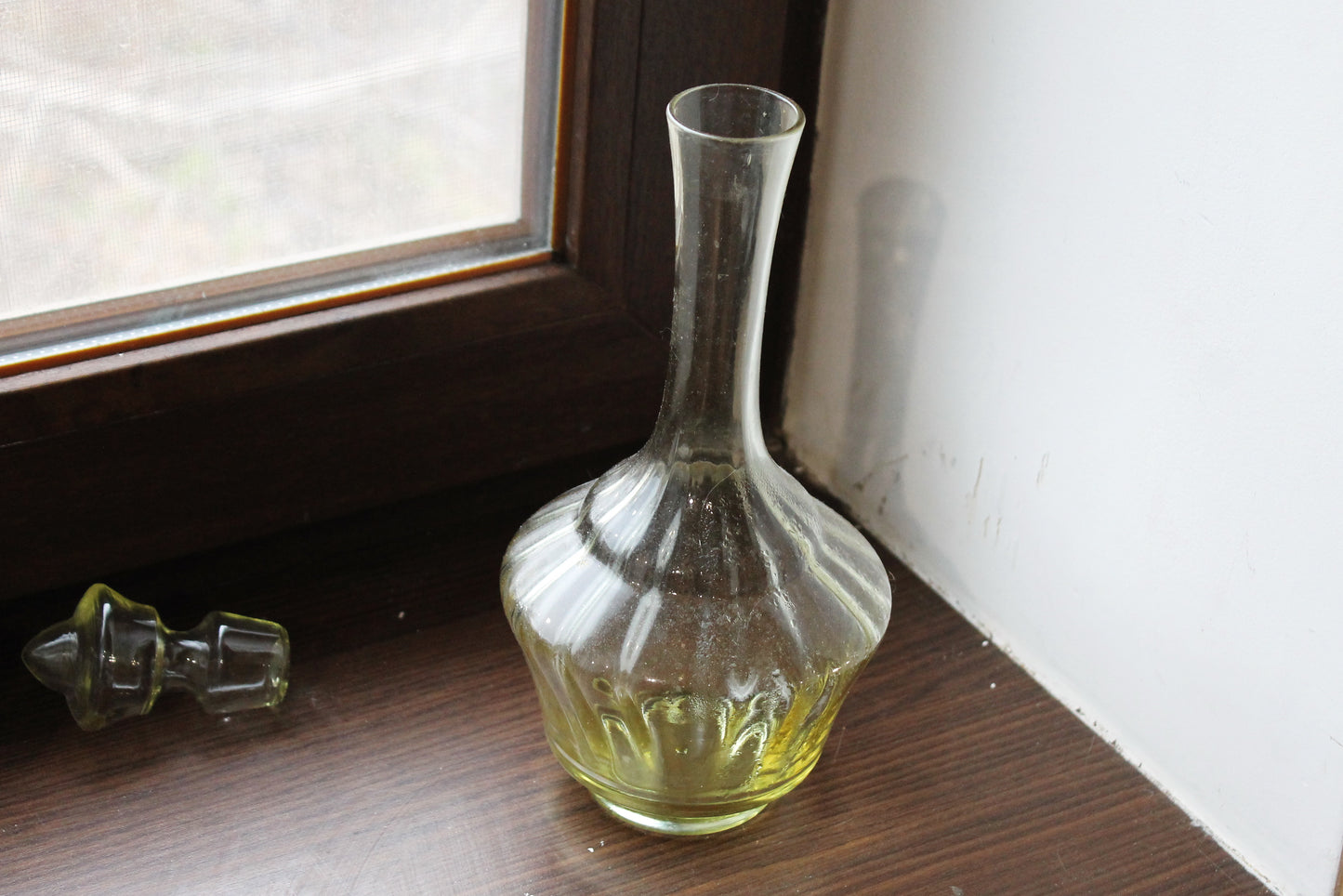 Vintage Carafe - Soviet Glass Wine Bottle - Decanter for Vodka or Wine with a Stopper - USSR Dinnerware - Soviet Whiskey Carafe - 1970s