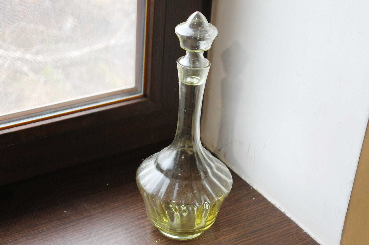 Vintage Carafe - Soviet Glass Wine Bottle - Decanter for Vodka or Wine with a Stopper - USSR Dinnerware - Soviet Whiskey Carafe - 1970s