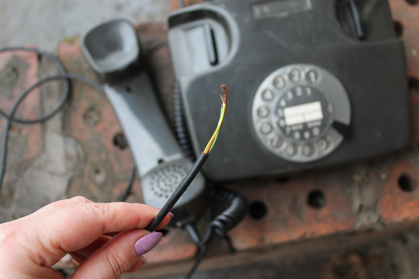 Vintage Soviet rotary black telephone - circle dial rotary phone - vintage phone - Old Dial Desk Phone