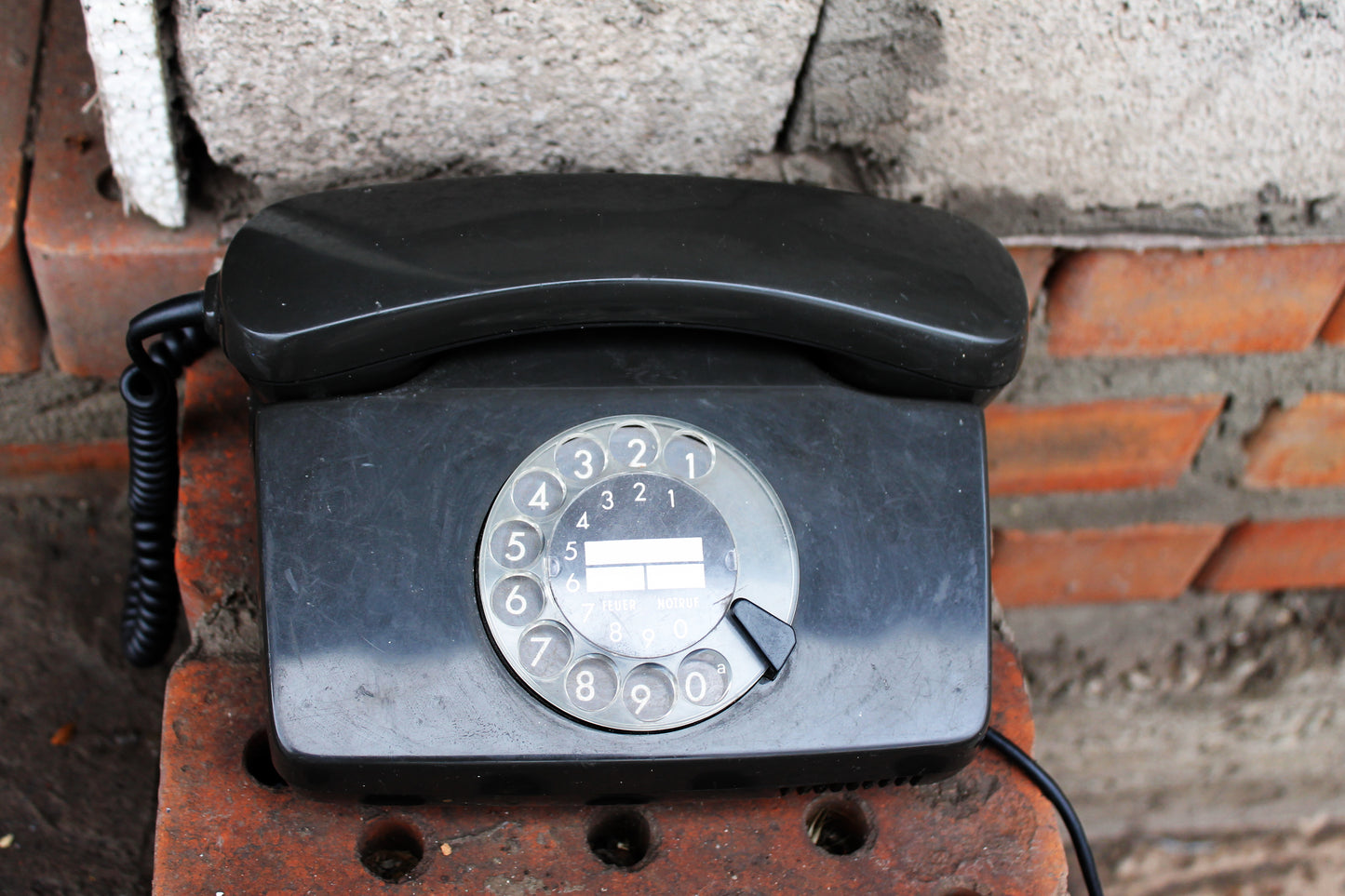 Vintage Soviet rotary black telephone - circle dial rotary phone - vintage phone - Old Dial Desk Phone