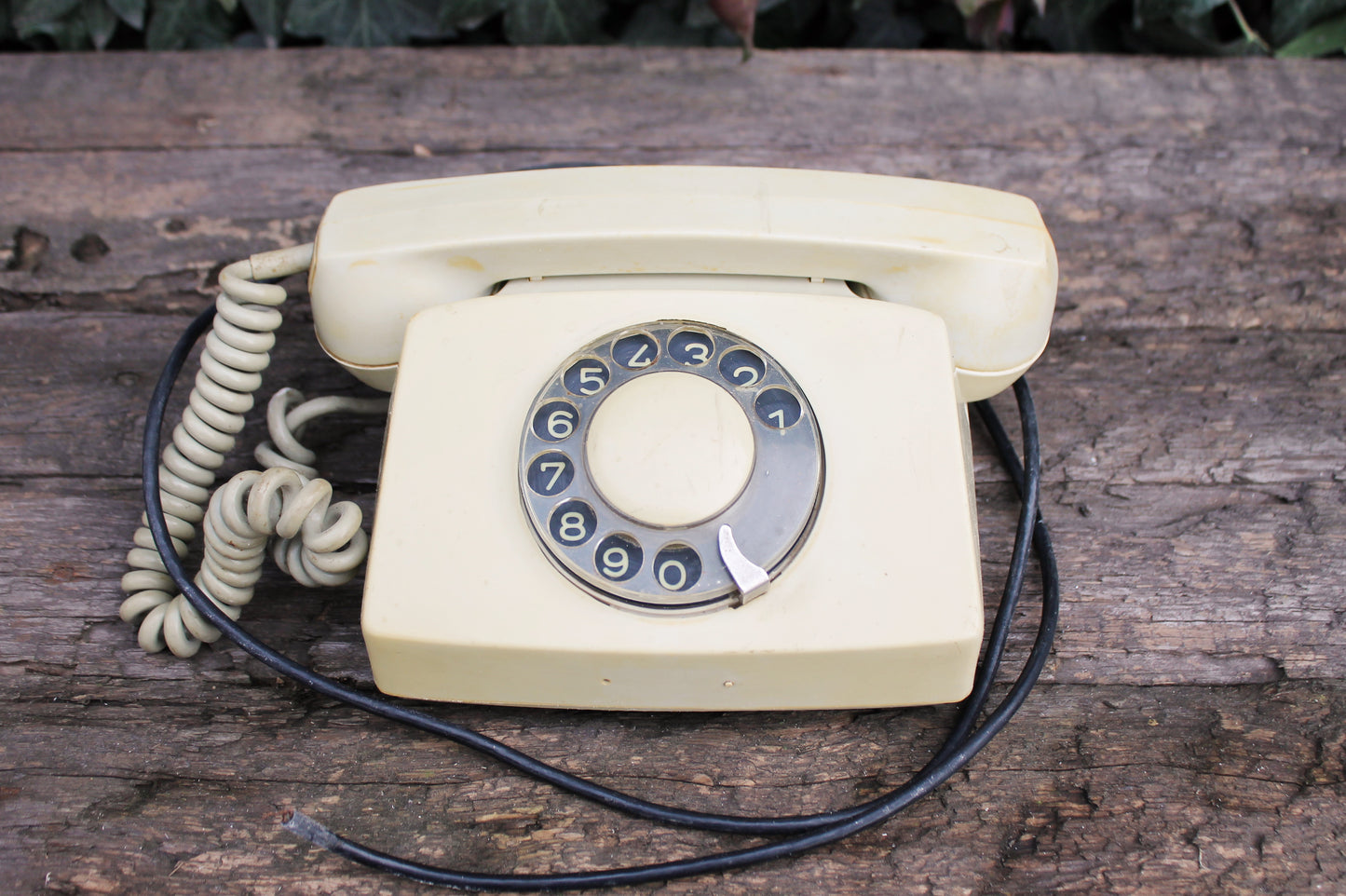 Vintage Soviet beige rotary telephone - circle dial rotary phone - vintage phone - Old Dial Desk Phone