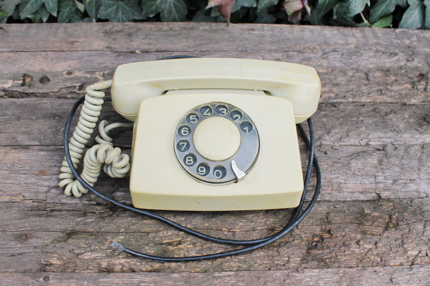 Vintage Soviet beige rotary telephone - circle dial rotary phone - vintage phone - Old Dial Desk Phone
