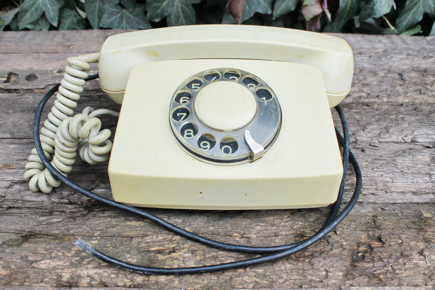 Vintage Soviet beige rotary telephone - circle dial rotary phone - vintage phone - Old Dial Desk Phone