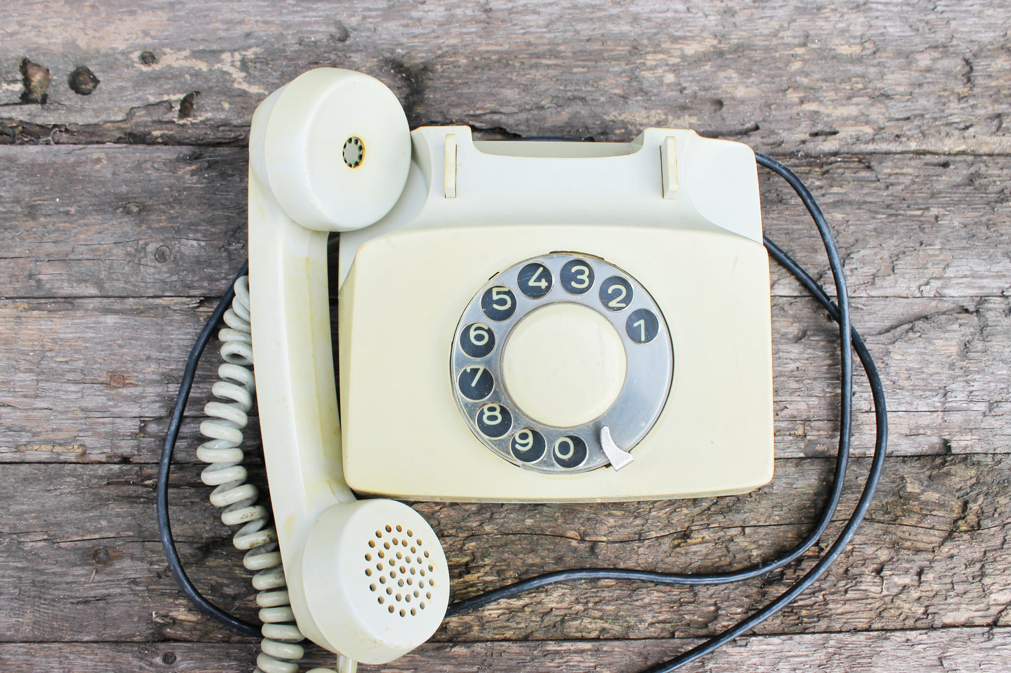 Vintage Soviet beige rotary telephone - circle dial rotary phone - vintage phone - Old Dial Desk Phone