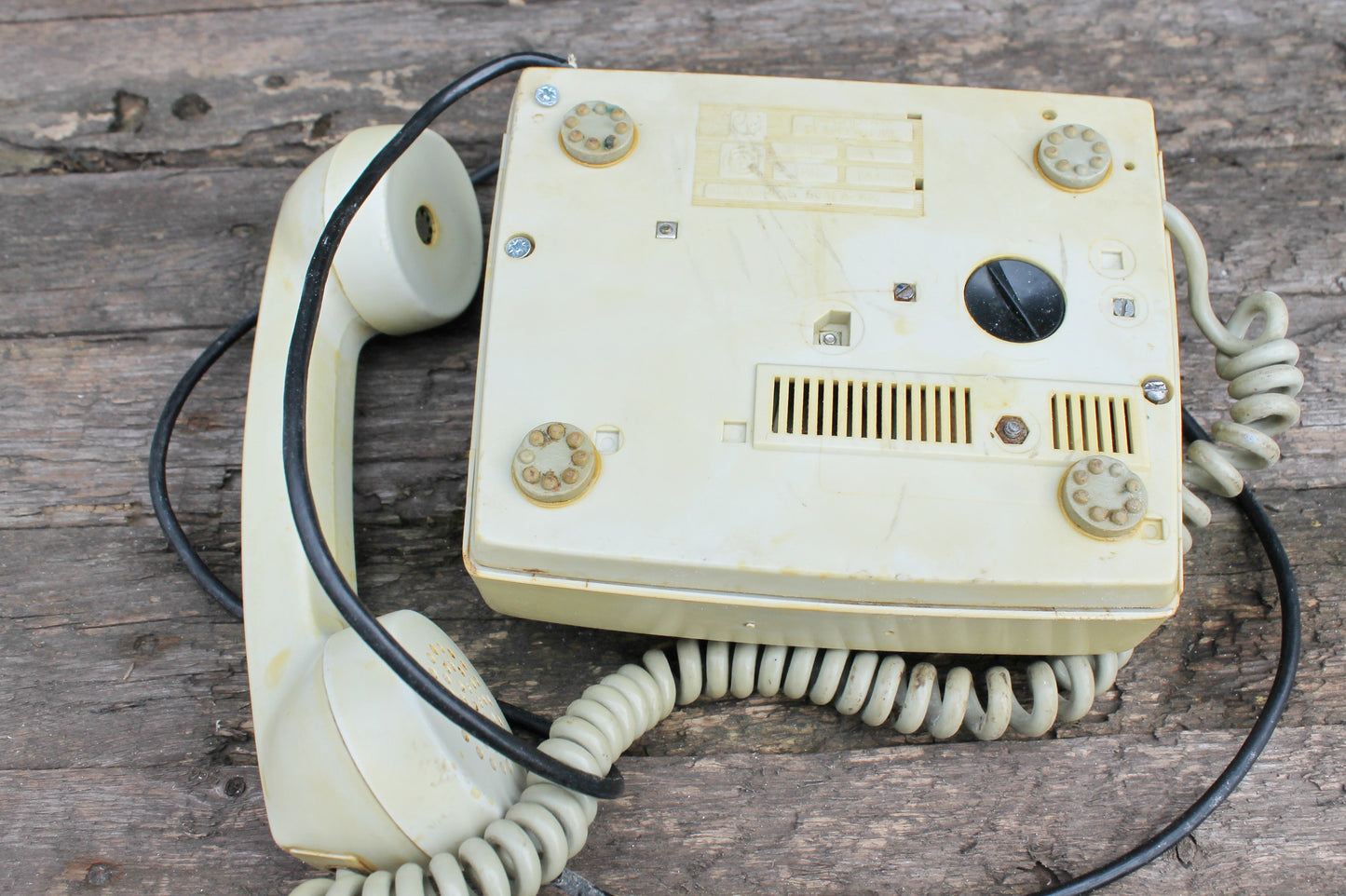 Vintage Soviet beige rotary telephone - circle dial rotary phone - vintage phone - Old Dial Desk Phone
