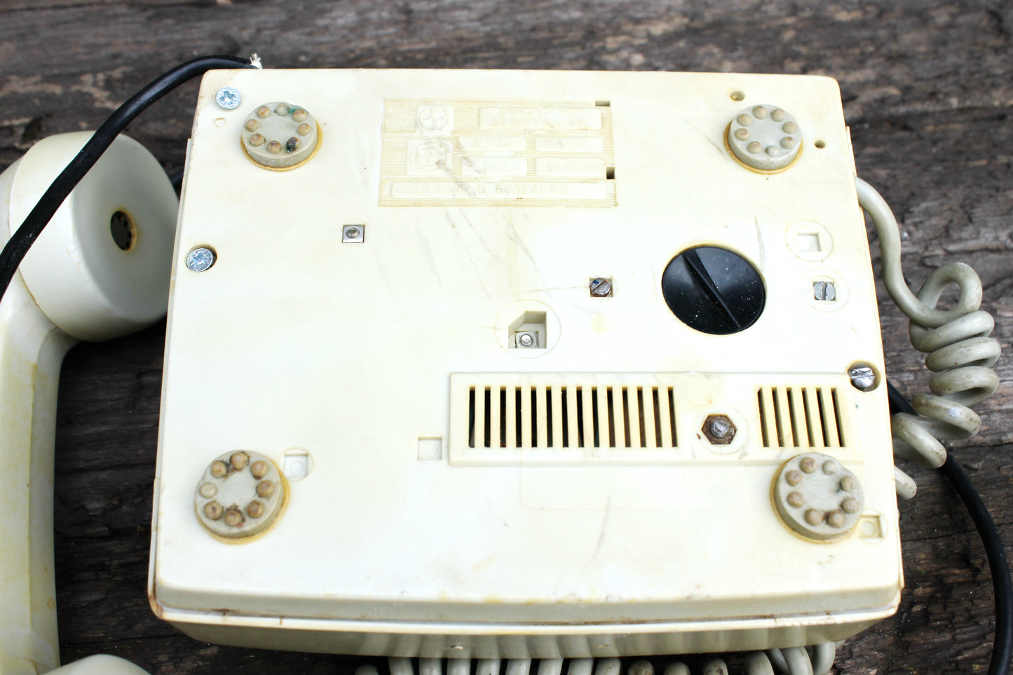 Vintage Soviet beige rotary telephone - circle dial rotary phone - vintage phone - Old Dial Desk Phone