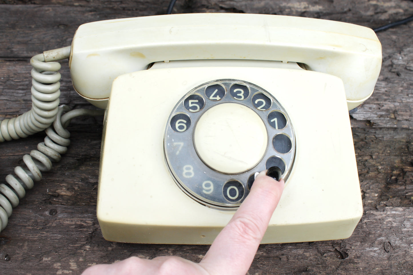 Vintage Soviet beige rotary telephone - circle dial rotary phone - vintage phone - Old Dial Desk Phone