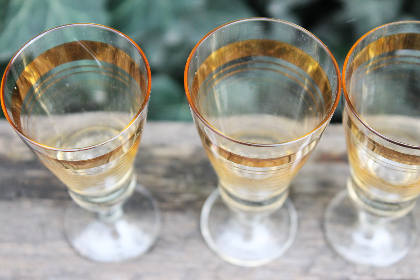 Set of 4 Vintage USSR small Glasses on a leg, glasswares, housewares, antique, home decor, 1970-s. Soviet Union. Holiday decor