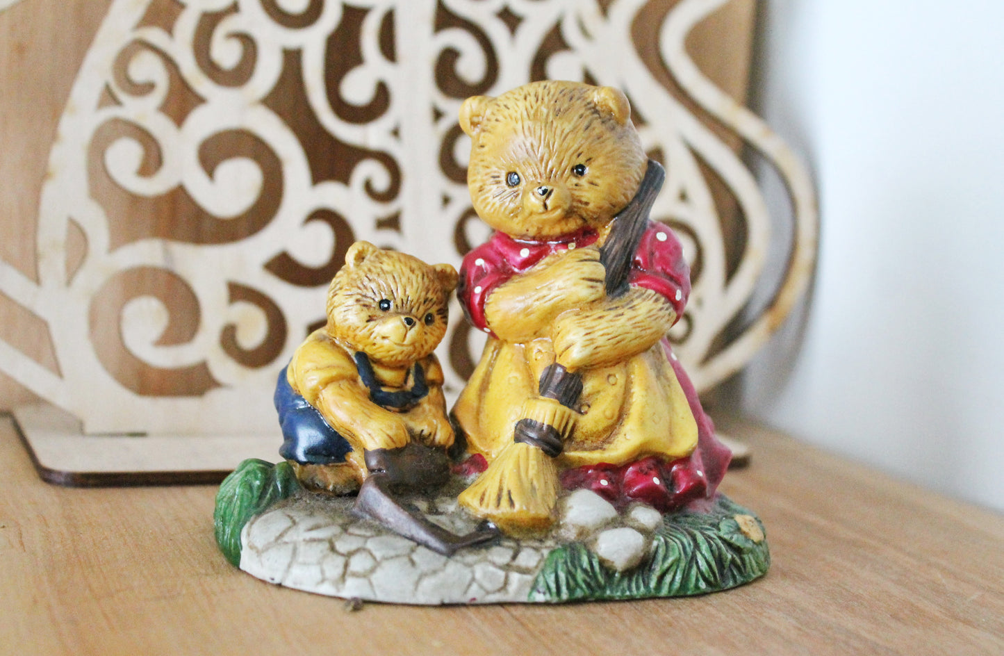 Vintage ceramic Bears figurine - 4 inches - Germany kids figurine - vintage decor - Germany vintage - later 1980s
