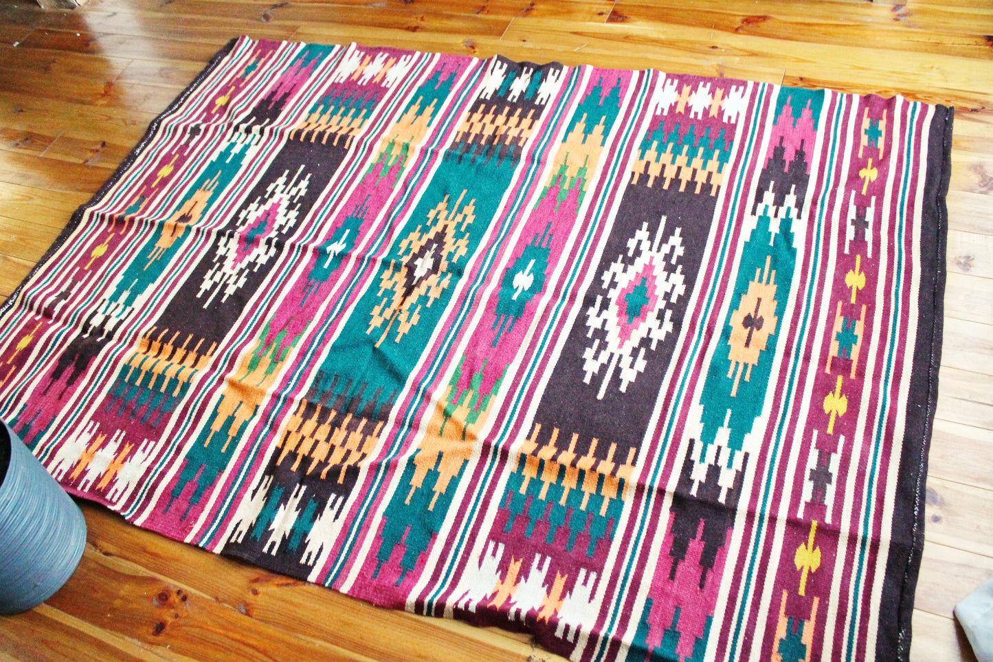 Vintage USSR big wool carpet - Traditional Ukrainian carpet - 85 inches - Bedspread, wool cover, old carpet, rug - Wall Hanging Rug