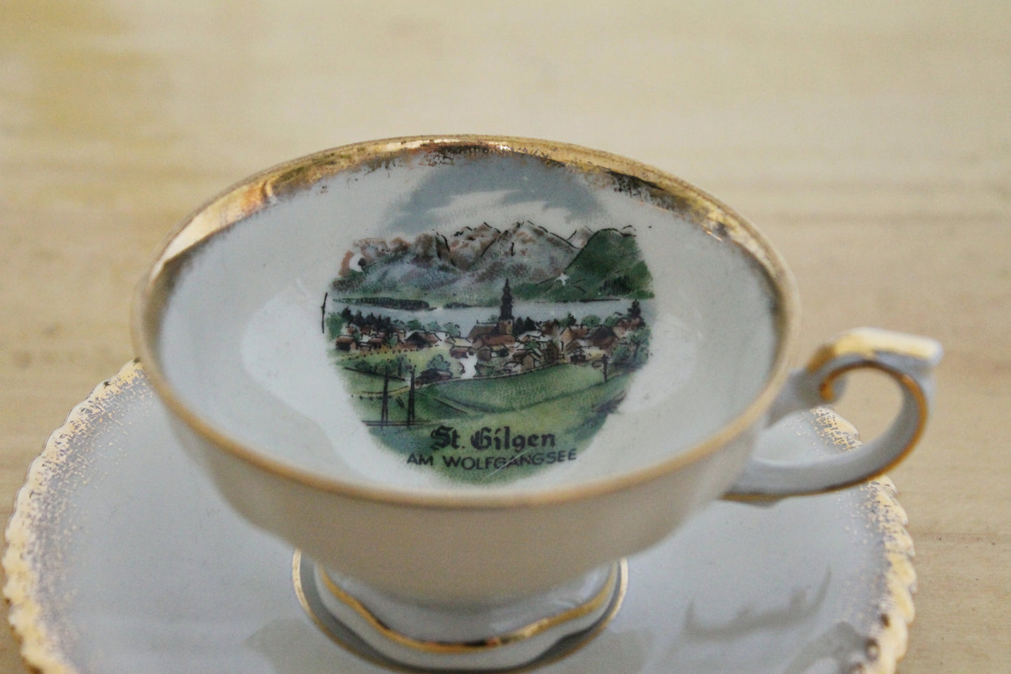 Set of cup and saucer HB Wien Handgearbeitet Porcelain - vintage Austria ceramic rare coffee pair