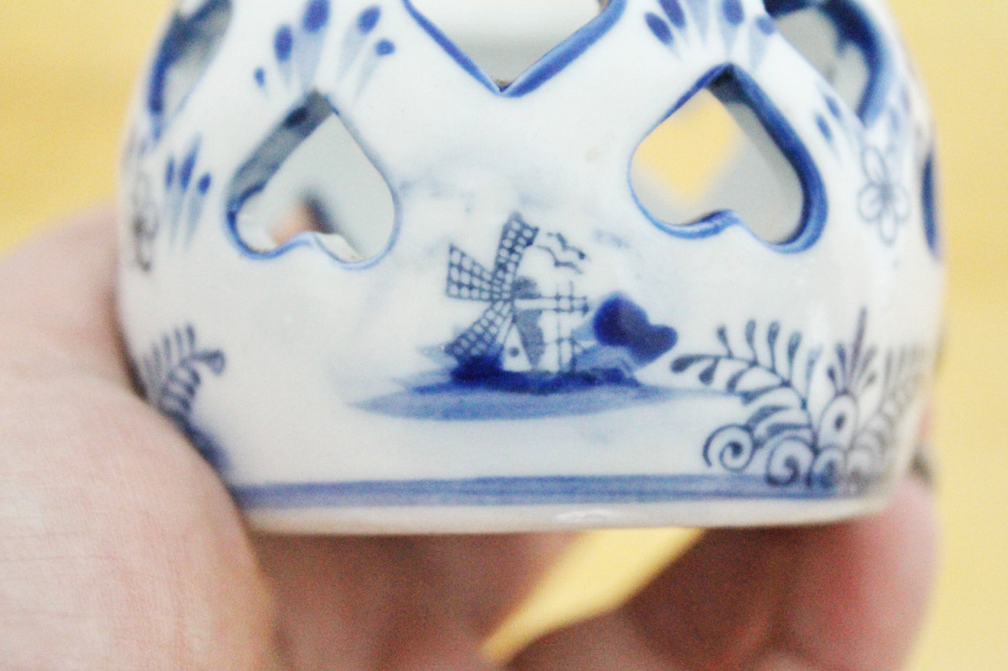 Vintage ceramic small Candle holder - Holland style candle holder - 3.1 inches - Germany vintage - 1980s