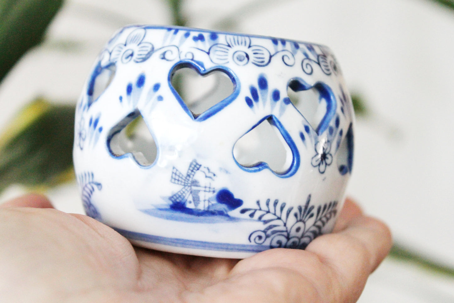 Vintage ceramic small Candle holder - Holland style candle holder - 3.1 inches - Germany vintage - 1980s