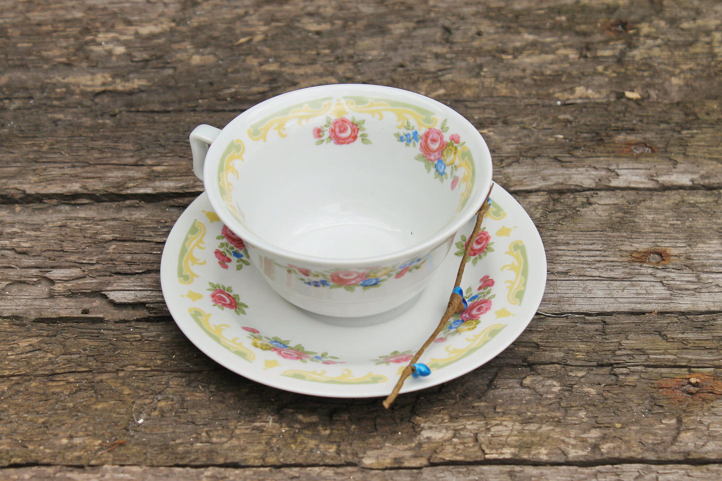 Set of cup and saucer JlMENAU Henneberg Porcelain - vintage Germany ceramic rare tea pair - 1970s