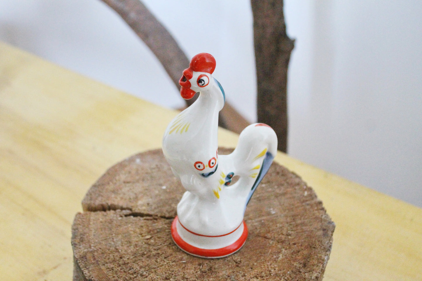 Vintage Cockerel Rooster Porcelain Figurine USSR - Gorodnitsky Porcelain Factory - 1960s