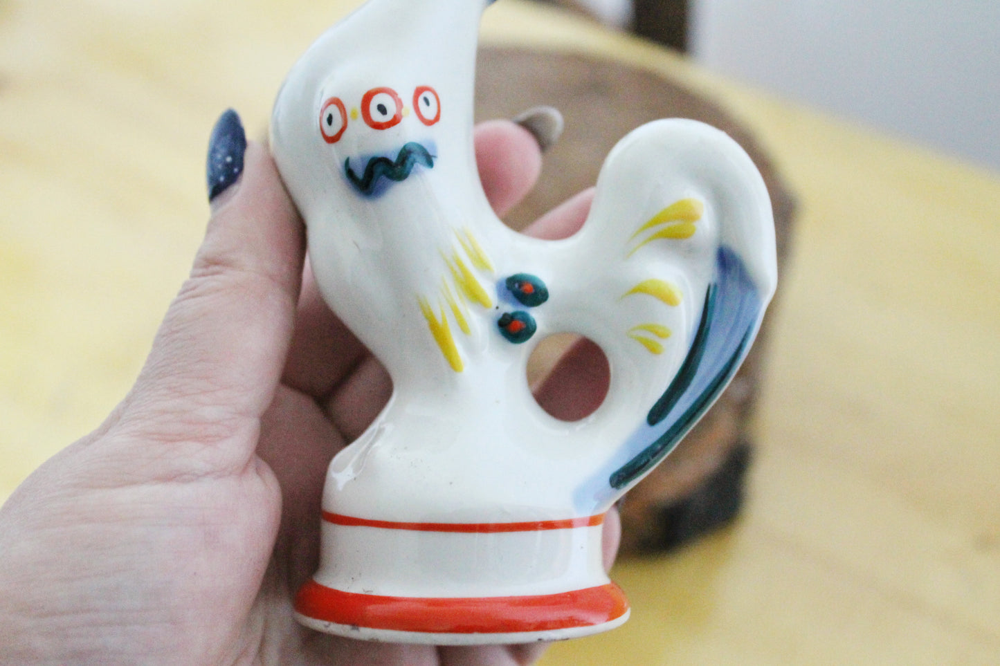 Vintage Cockerel Rooster Porcelain Figurine USSR - Gorodnitsky Porcelain Factory - 1960s