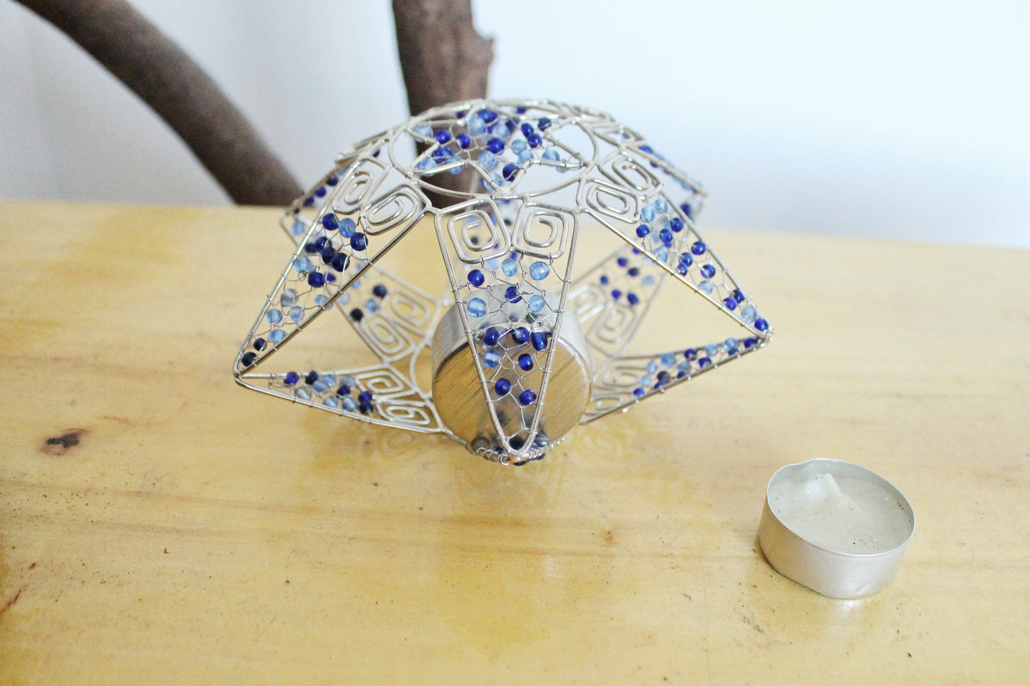 Star vintage shabby chick hanging Candle holder for one tealight candle - 7.9 inches - Germany vintage - 1980s