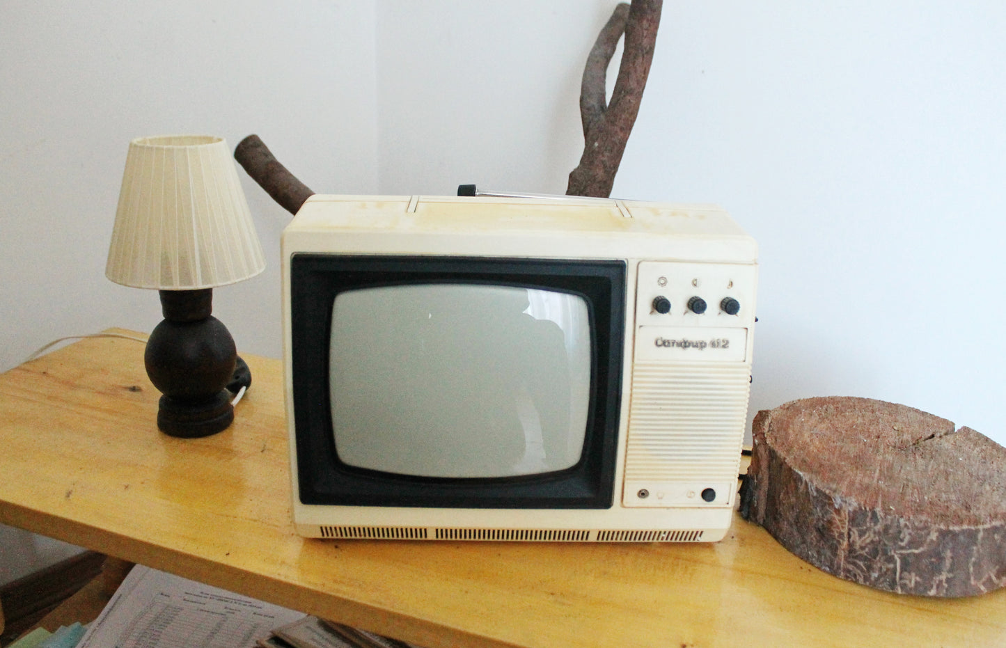 Soviet vintage small TV - television set - made in USSR - working vintage TV - 1985 - Sapphire-412