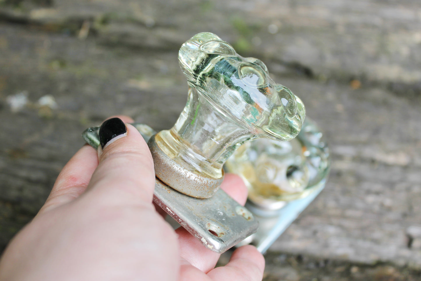 Set of two Vintage Glass Door knobs. Door Handles.Transparent Door Knob 1970s. USSR vintage door knobs