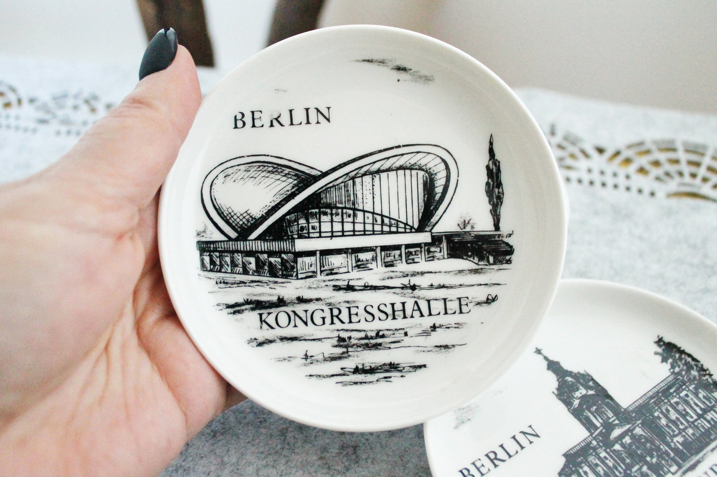 Vintage decorative Edelstein Bavaria porcelain plates - Berlin. Made in Germany. Set of 5 - 1990