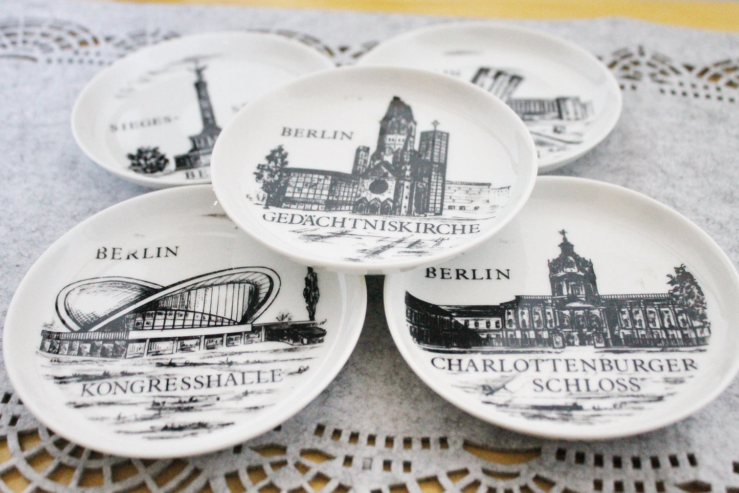 Vintage decorative Edelstein Bavaria porcelain plates - Berlin. Made in Germany. Set of 5 - 1990