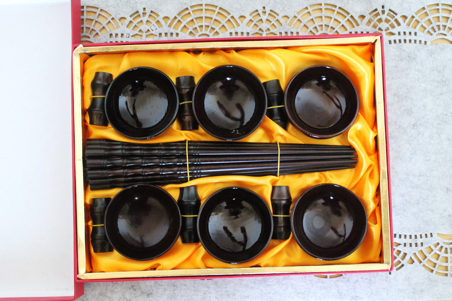 Vintage Sushi Serving Set - Sushi gift set - Bamboo sushi set - 1980-1990