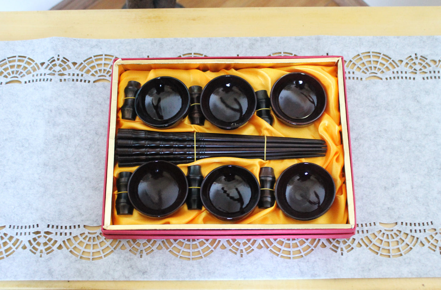 Vintage Sushi Serving Set - Sushi gift set - Bamboo sushi set - 1980-1990