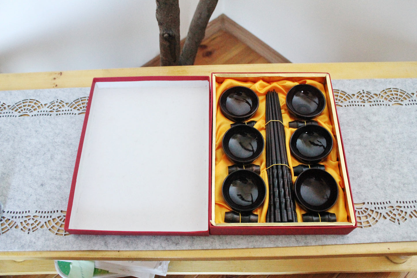 Vintage Sushi Serving Set - Sushi gift set - Bamboo sushi set - 1980-1990