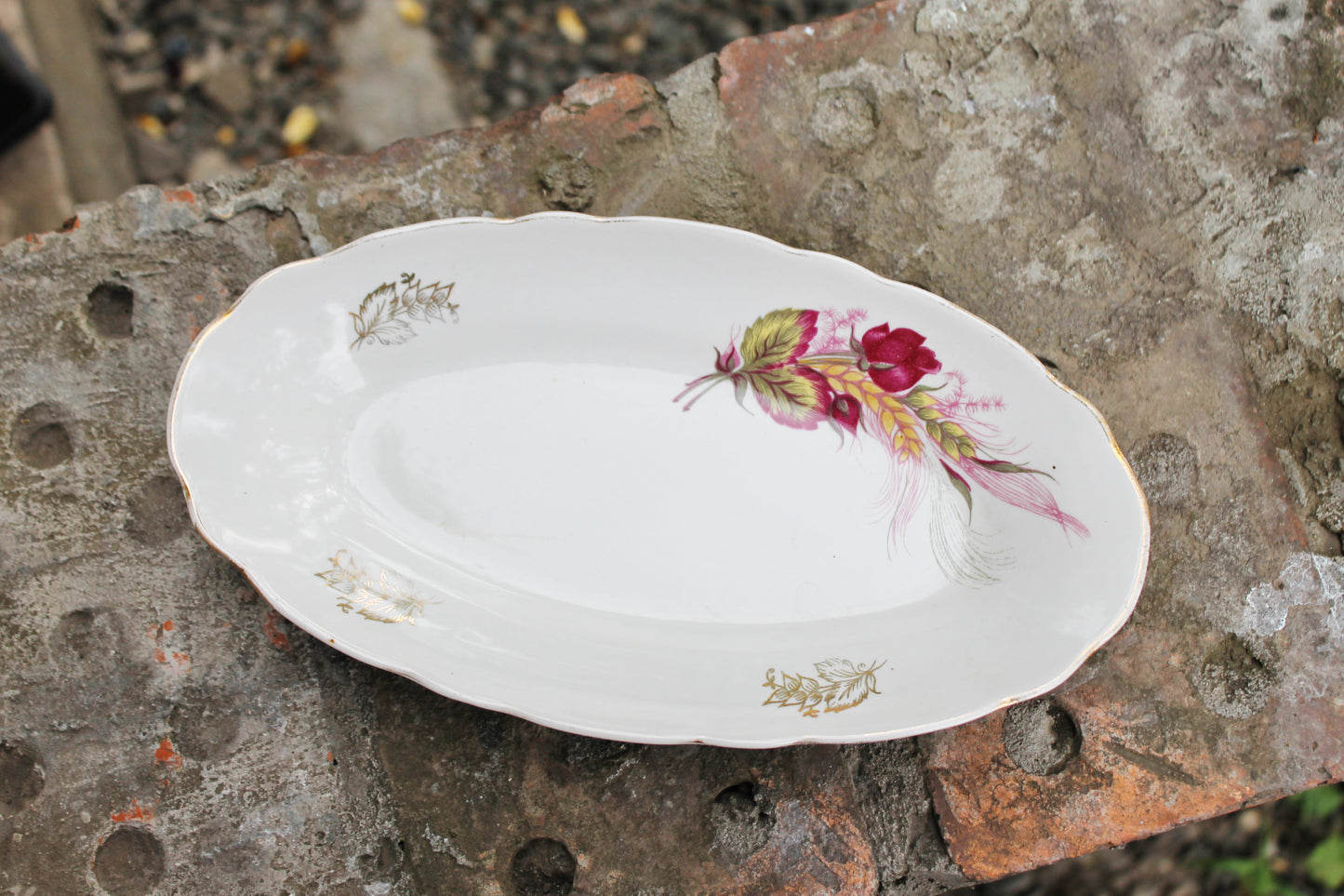 Platter Oval Plate 10.2 inches - Vintage Ceramic Dish Porcelain - Made in USSR 1962-1972 - Soviet vintage Bowl - Korosten porcelain factory