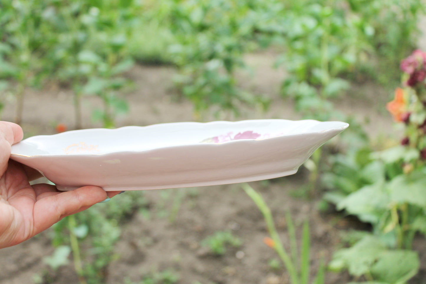 Platter Oval Plate 10.2 inches - Vintage Ceramic Dish Porcelain - Made in USSR 1962-1972 - Soviet vintage Bowl - Korosten porcelain factory