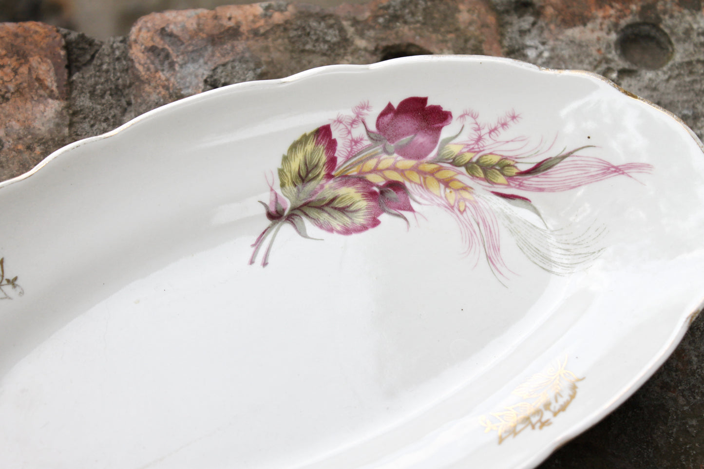 Platter Oval Plate 10.2 inches - Vintage Ceramic Dish Porcelain - Made in USSR 1962-1972 - Soviet vintage Bowl - Korosten porcelain factory