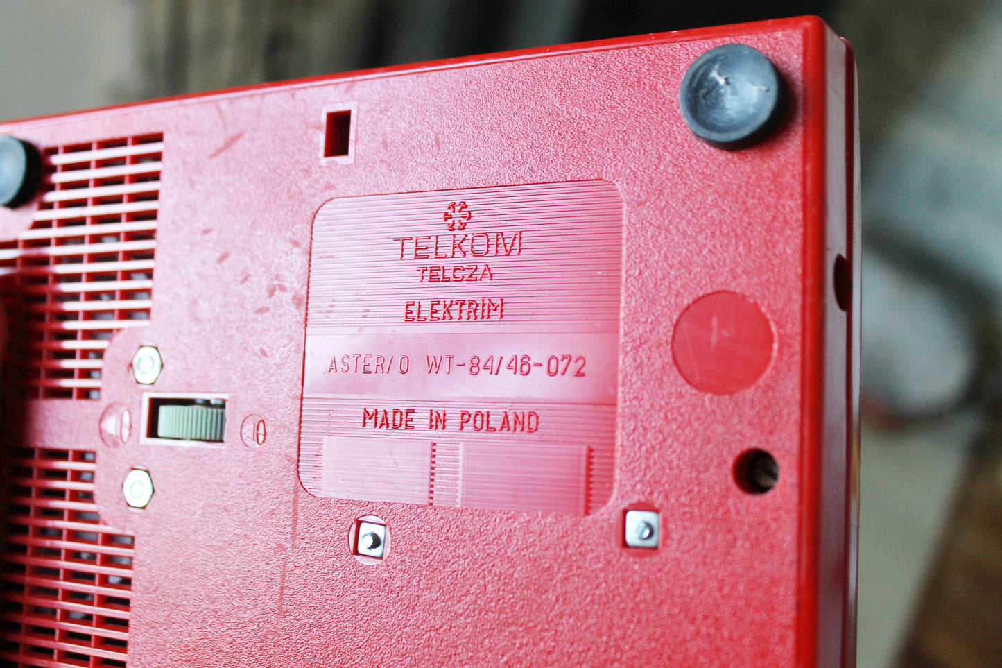 Vintage Soviet red telephone - 7.5 inches - not rotary dial old vintage phone - no wires phone - made in Poland