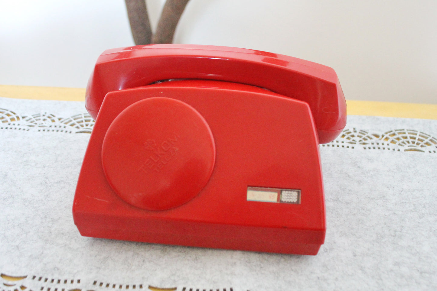 Vintage Soviet red telephone - 7.5 inches - not rotary dial old vintage phone - no wires phone - made in Poland