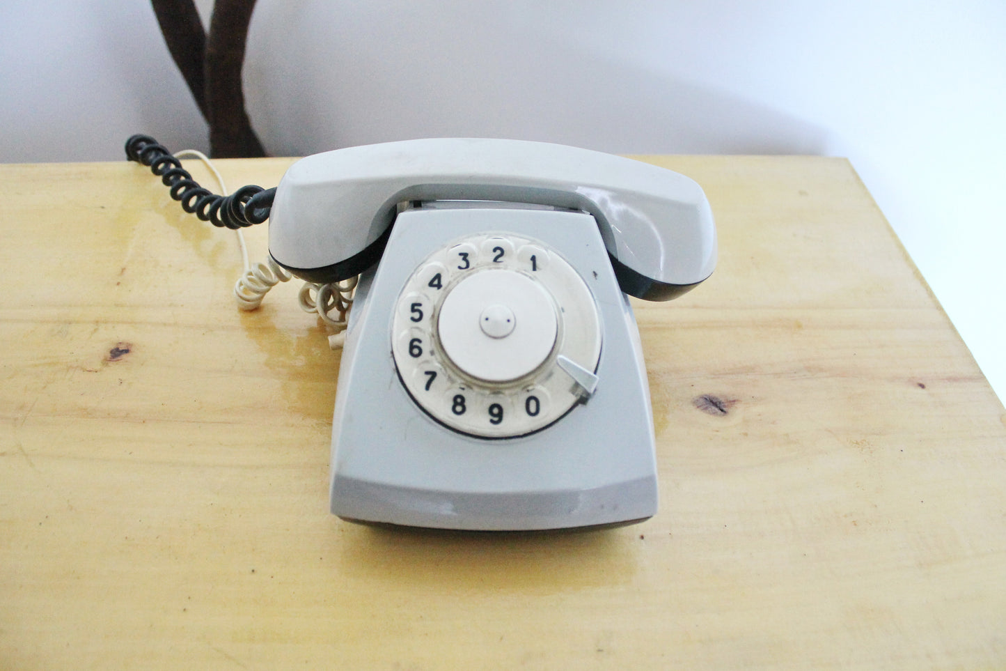 Vintage Soviet grey rotary telephone - 7.1 inches- circle dial rotary phone - vintage phone - made in USSR - 1981