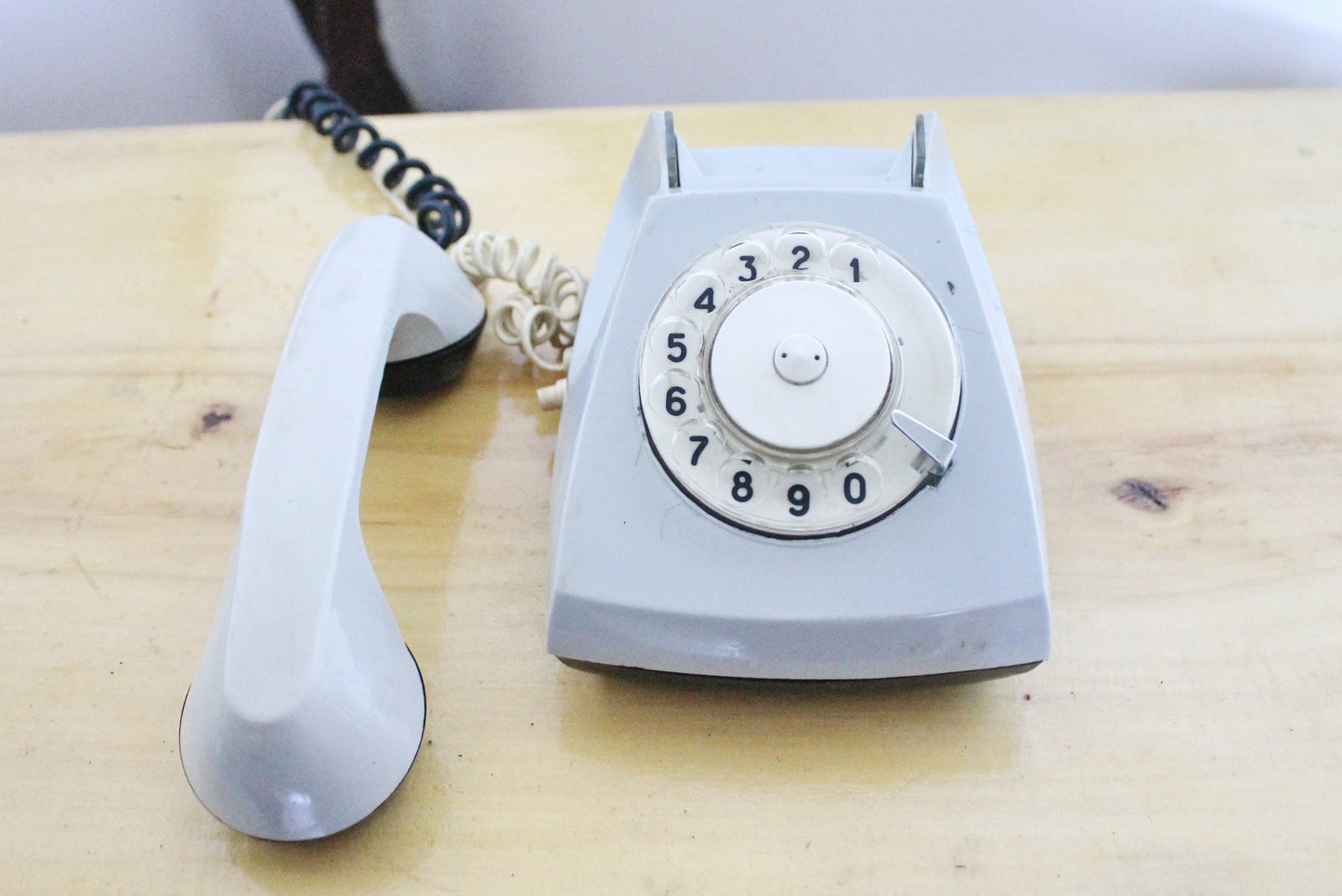 Vintage Soviet grey rotary telephone - 7.1 inches- circle dial rotary phone - vintage phone - made in USSR - 1981