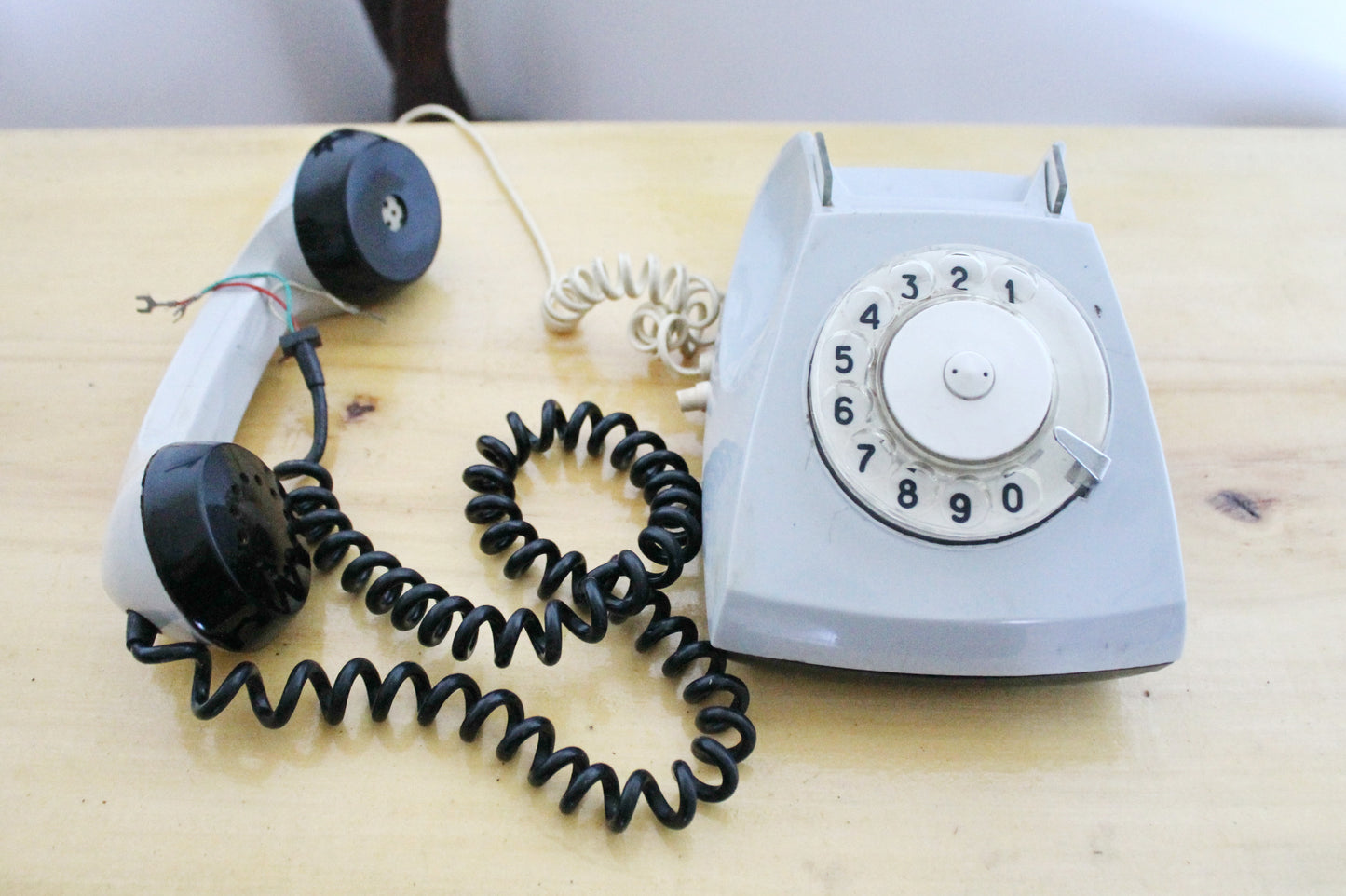 Vintage Soviet grey rotary telephone - 7.1 inches- circle dial rotary phone - vintage phone - made in USSR - 1981
