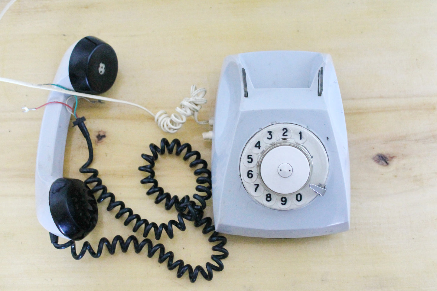 Vintage Soviet grey rotary telephone - 7.1 inches- circle dial rotary phone - vintage phone - made in USSR - 1981